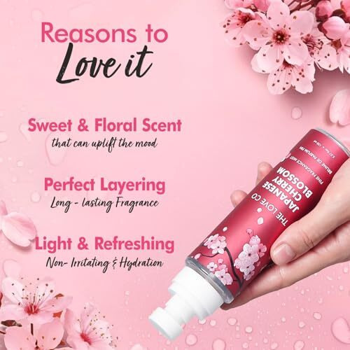 The Love Co. Perfume For Women | Long-Lasting Floral & Sweet Fragrance | Hydrating & Refreshing Body Mist For Women | 150Ml (Japanese Cherry Blossom)