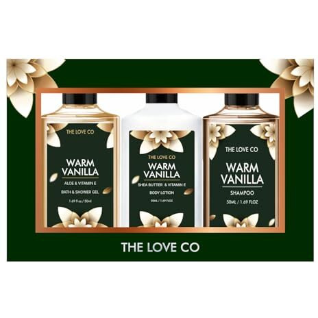 The Love Co. Warm Vanilla Bath & Body Gift Set | Body Wash | Body Lotion | Shampoo | Long-Lasting Warm Vanilla Fragrance | Gift Set For Women | Gifting For Birthday, Valentine's, Anniversary, Rakhi & Special Occasions| Premium Gift Packaging | Pack Of 3