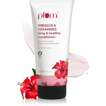 Plum Hibiscus & Ceramides Conditioner | Nourishing Formula With Shea Butter | Smoothens & Strengthens Hair | Prevents Split Ends | 100% Vegan & Cruelty-Free | 175G