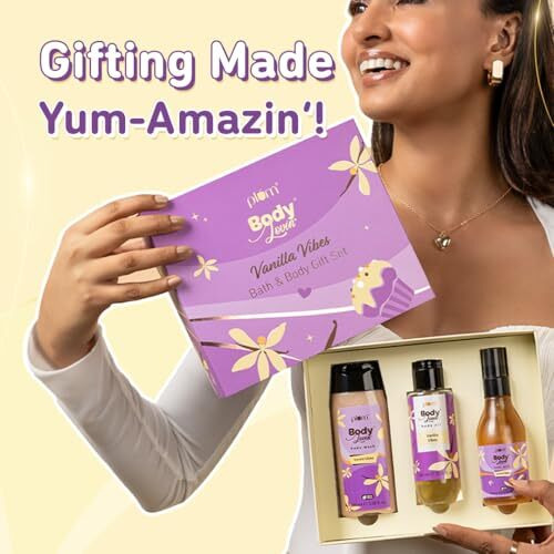 Plum Bodylovin' Vanilla Vibes Bath & Body Gift Set | Body Wash | Body Mist | Body Oil | Long-Lasting Warm Vanilla Fragrance | Gift Set For Women | Gifting For Birthday, Valentine's, Anniversary, Rakhi & Special Occasions| Premium Gift Packaging | Pack Of 3