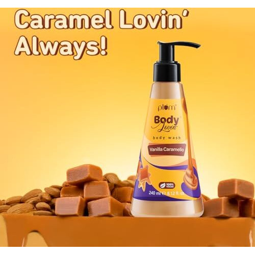 Plum Bodylovin' Vanilla Caramello Body Wash | Sls-Free Creamy Shower Gel For Women | Delicious Caramel Fragrance For Soft & Smooth Skin | Aloe-Infused Nourishing Shower Gel For All Skin Types (240 Ml)