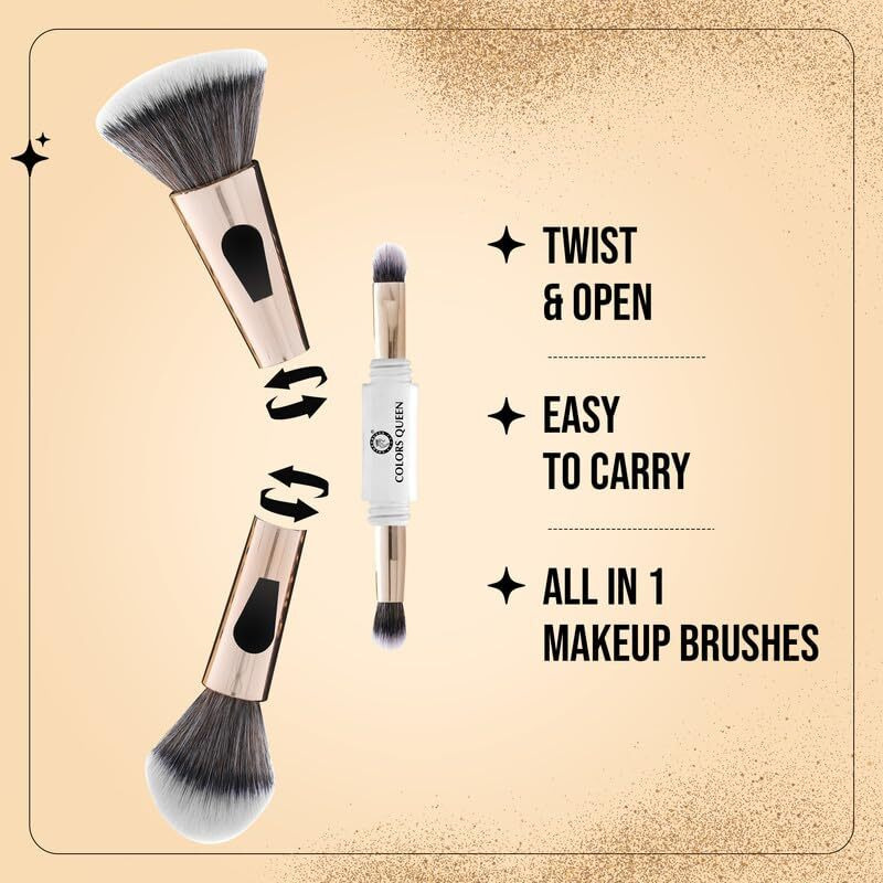 Colors Queen 4 In 1 Multifunctional Makeup Brush Set With Foundation Brush, Powder Brush, Eyeshadow Blending Brush & Flat Brush | Feathery Soft Bristles Makeup Brushes For Women