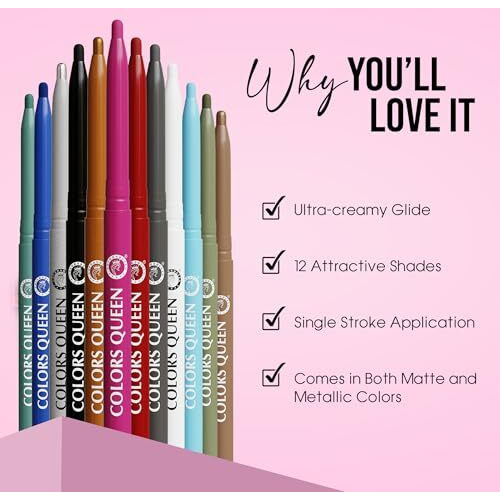 Colors Queen Extreme Color Kajal - 04 Pure White, 0.4G | Smooth One Stroke Application Ultra Creamy Texture | Non Transfer, Smudge Proof, Water Proof Kajal |For Women, Last Up To 16 Hrs