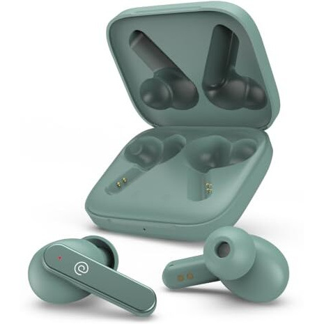 Ptron Bassbuds Gomax In-Ear Tws Earbuds, Hd Mic & Trutalk Ai-Enc Calls, 36H Playtime, 13Mm Drivers, Bluetooth 5.3 Wireless Headphones, Voice Assist, Type-C Fast Charging & Ipx5 Water Resistant (Green)