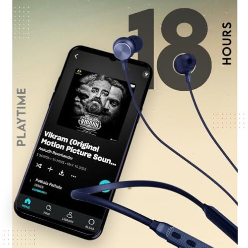 Zimo Aeroflex Bluetooth 5.2 Wireless In-Ear Headphones, 18Hrs Playtime, Deep Bass, Hd Calls, Dual Device Pairing, Voice Assist, Type-C Fast Charge Wireless Neckband, Ipx4 Water Resistant (Blue)