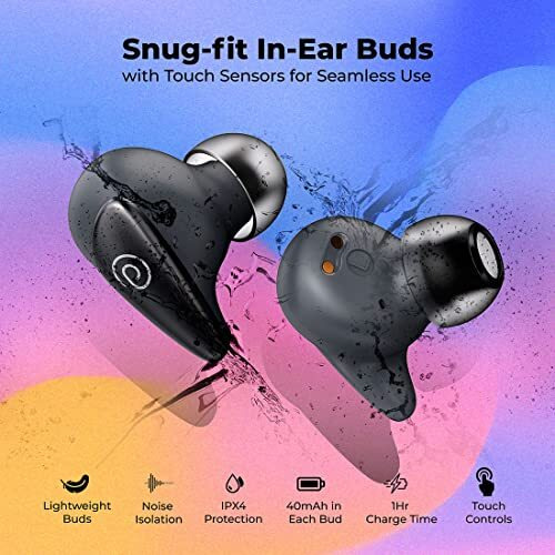 Ptron Bassbuds Wave Tws Earbuds, Trutalk Ai-Enc Calls, Melodic Sound, 40Hrs Playtime, Low-Latency Movie/Music Modes, Snug-Fit, In-Ear Btv5.3 Wireless Headphones & Type-C Charging & Ipx4 (Light Grey)