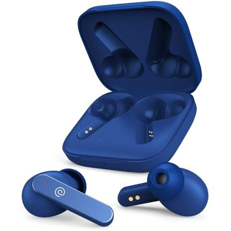 Ptron Bassbuds Gomax In-Ear Tws Earbuds, Hd Mic & Trutalk Ai-Enc Calls, 36H Playtime, 13Mm Drivers, Bluetooth 5.3 Wireless Headphones, Voice Assist, Type-C Fast Charging & Ipx5 Water Resistant (Blue)