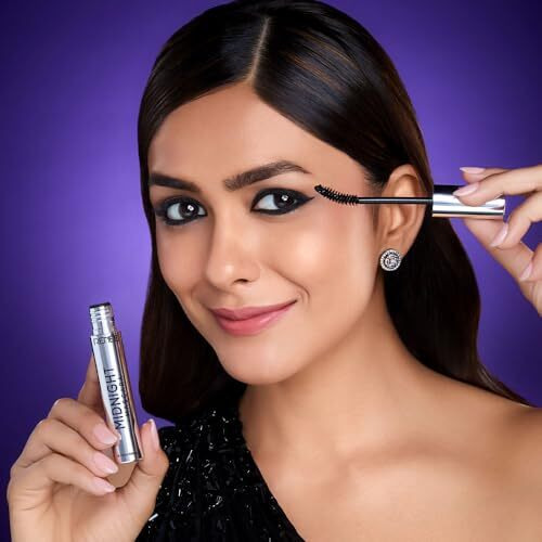 Renee Midnight Mascara With Unique 360-Degree Wand | Darkest Black | Clump-Free | Long-Lasting Formula | Volumizes | Lengthens | Nourishes | Infused With Vitamin E | 8Ml