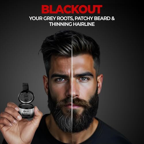 Beardo Blackout Hair Powder 4G - Black | Root Touch Up For Grey Hair | Instantly Covers Grey Roots, Beard Patches & Bald Spots | Thick Black Fiber Hairline Powder | Highly Pigmented, Long-Lasting & Matte Finish | Super-Fine Cover-Up