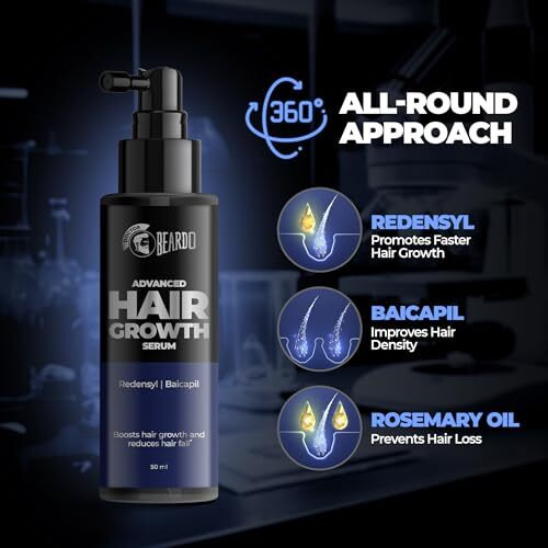 Dr. Beardo Advanced Hair Growth Serum For Men, 50 Ml| Contains 3% Redensyl, 3% Baicapil, Rosemary | Stimulates Hair Growth, Increase Hair Density & Thickens Hair | Lightweight And Non-Sticky | Made For Men