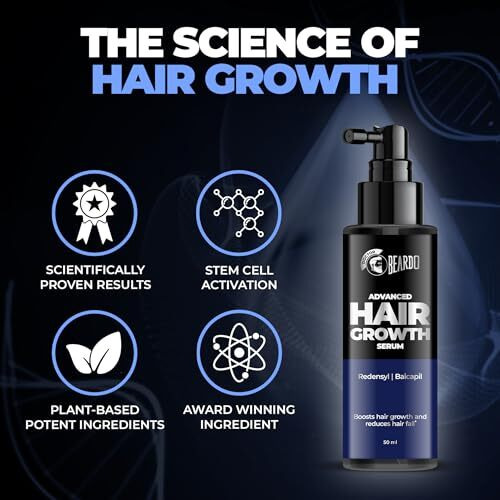 Dr. Beardo Advanced Hair Growth Serum For Men, 50 Ml| Contains 3% Redensyl, 3% Baicapil, Rosemary | Stimulates Hair Growth, Increase Hair Density & Thickens Hair | Lightweight And Non-Sticky | Made For Men