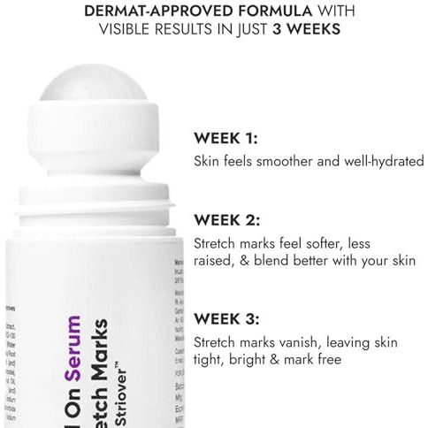 Cos-Iq Stretch Marks Removal Roll-On Serum With Striover | Scar Removal | Uneven Skin Tone | All Skin Types | 40Ml