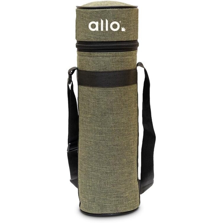 Allo Polyester Thermal Insulated Water Bottle Cover 750Ml, 1L To 1.5 Litre - Waterproof Modern Carrier Bag With Adjustable Shoulder Strap & Zipper For Travel, Hiking, Office & School Kids, Green