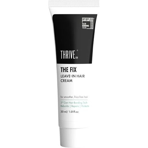 Thriveco The Fix Leave-In Hair Cream For Smoother, Shiny & Frizz-Free Hair | For Daily Use | With Hyaplex | Rebuilds, Repairs And Protects Heat, Chemical & Color Damaged Hair | For Men & Women | 30Ml