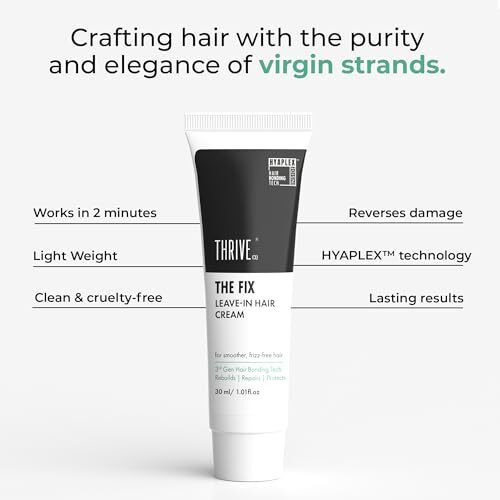 Thriveco The Fix Leave-In Hair Cream For Smoother, Shiny & Frizz-Free Hair | For Daily Use | With Hyaplex | Rebuilds, Repairs And Protects Heat, Chemical & Color Damaged Hair | For Men & Women | 30Ml