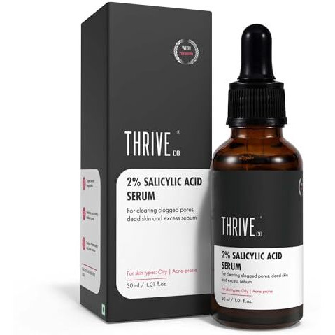 Thriveco 2% Salicylic Acid Serum For Acne & Clogged Pores | Clears Dead Skin & Reduces Excess Sebum | For Men & Women | For Acne-Prone & Oily Skin | Non-Sticky, Vegan, Fragrance & Cruelty-Free | 30Ml