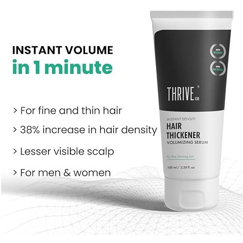 Thriveco Hair Thickener Volumizing Serum | For Fine, Thinning Hair | Gives Instant Hair Volume & Density | With Pea Peptide & Rosemary | For Men & Women | Vegan, Cruelty-Free & Dermat-Tested | 100Ml