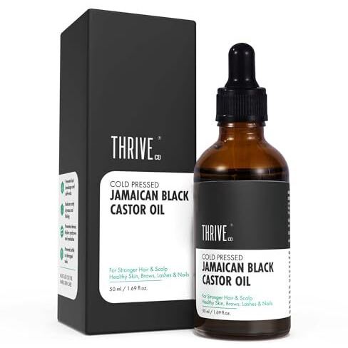 Thriveco Cold-Pressed Jamaican Black Castor Oil For Hair, Skin, Eyebrows, Eyelashes & Nails | Promotes Scalp Health, Thicker Brows & Lashes | Prevents Hair Breakage | For Men & Women | 50 Ml