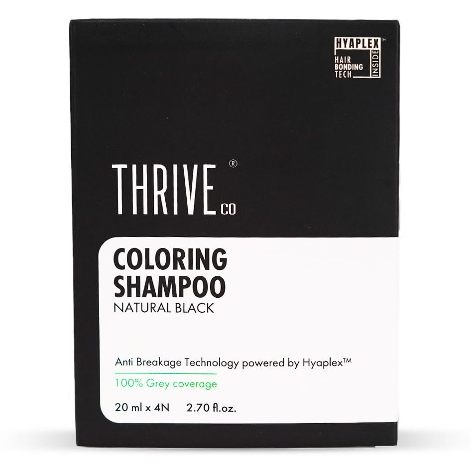 Thriveco Coloring Shampoo | Natural Black | 5-Minute Color + Shine | Ammonia-Free Formula | Infused With Hyaplex | Hydrates Hair & Delivers Deep, Long-Lasting Color | 80 Ml