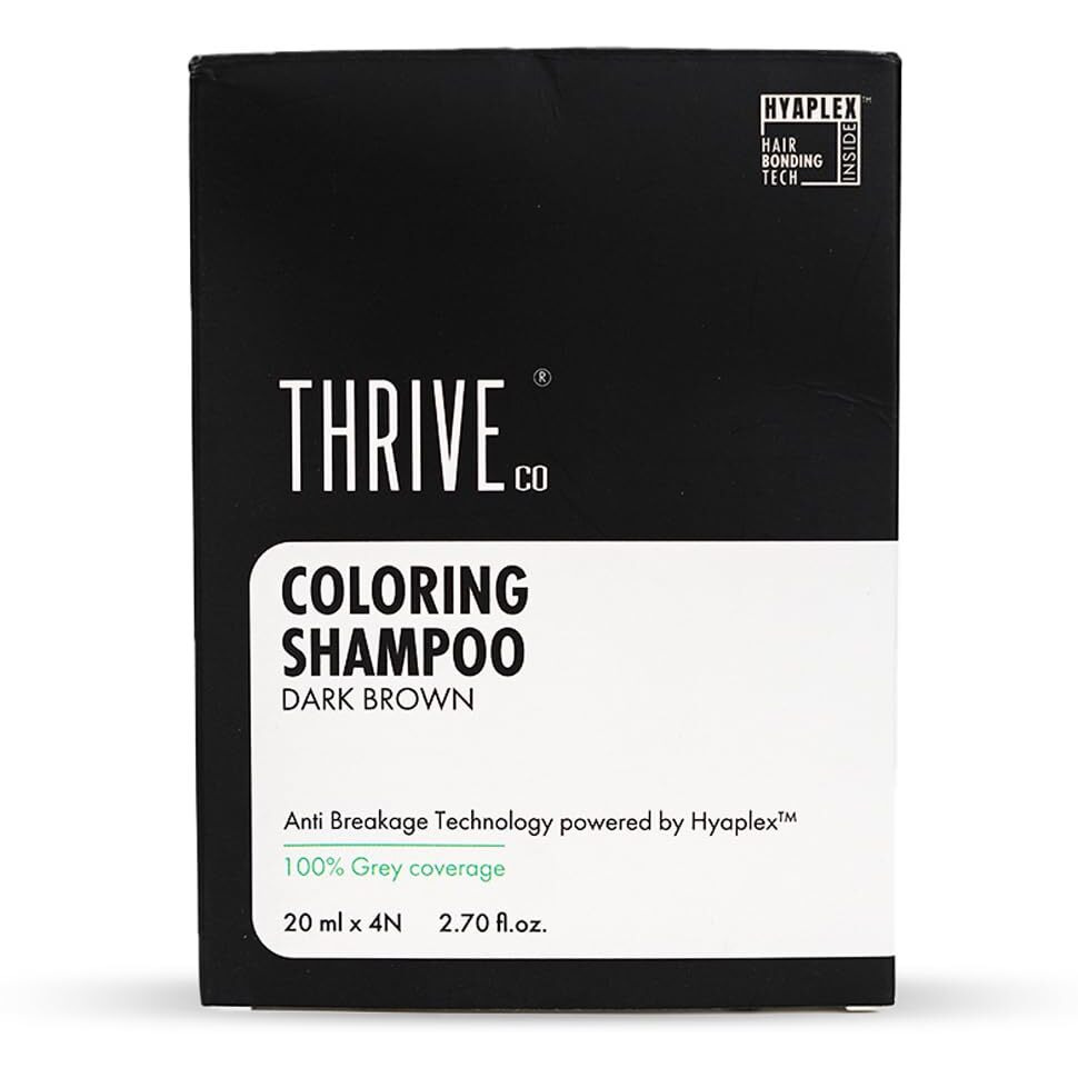 Thriveco Coloring Shampoo | Dark Brown | 5-Minute Color + Shine | Ammonia-Free Formula | Infused With Hyaplex | Hydrates Hair & Delivers Deep, Long-Lasting Color | 80 Ml
