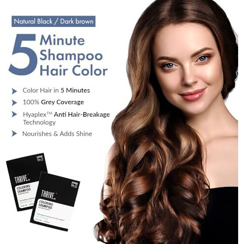 Thriveco Coloring Shampoo | Dark Brown | 5-Minute Color + Shine | Ammonia-Free Formula | Infused With Hyaplex | Hydrates Hair & Delivers Deep, Long-Lasting Color | 80 Ml