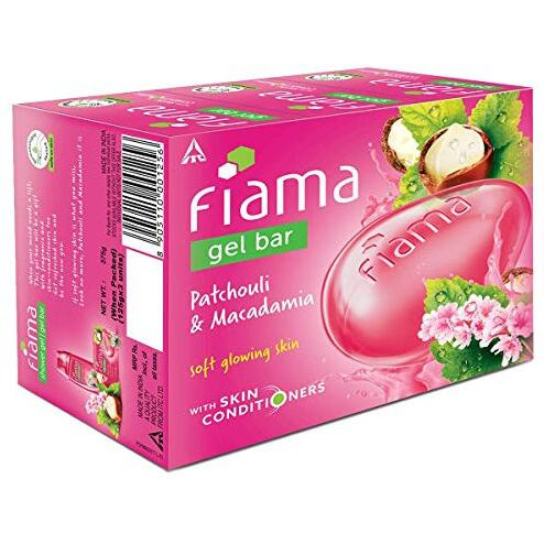 Fiama Gel Bar Patchouli And Macadamia For Soft Glowing Skin, 375G (125G - Pack Of 3), With Skin Conditioners, Skin Friendly Ph, Soap For Women & Men, For All Skin Types