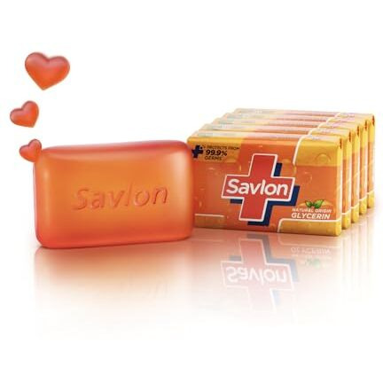Savlon Moisturizing Glycerin Soap Bar With Germ Protection, Pack Of 5-125G Each