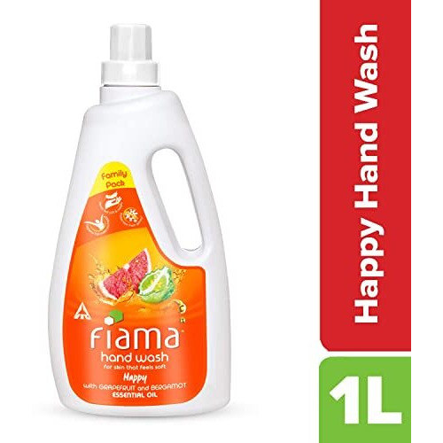 Fiama Happy Moisturizing Hand Wash, 1000Ml Refill Pack, Grapefruit And Bergamot, Soft And Supple Hands, Fragrant Handwash