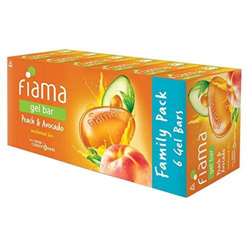 Fiama Gel Bar Peach And Avocado, With Skin Conditioners For Moisturized Skinfor Moisturized Skin, 750G (125G - Pack Of 6), Soap For Women & Men, For All Skin Types