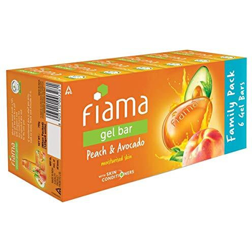 Fiama Gel Bar Peach And Avocado, With Skin Conditioners For Moisturized Skinfor Moisturized Skin, 750G (125G - Pack Of 6), Soap For Women & Men, For All Skin Types