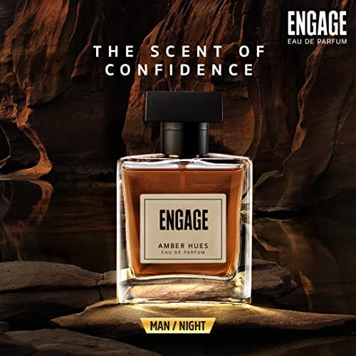 Engage Amber Hues Perfume For Men Long Lasting Smell, Ambery And Warm Fragrance Scent, For Special Occasions, Gift For Men, Free 3Ml Tester, 100Ml