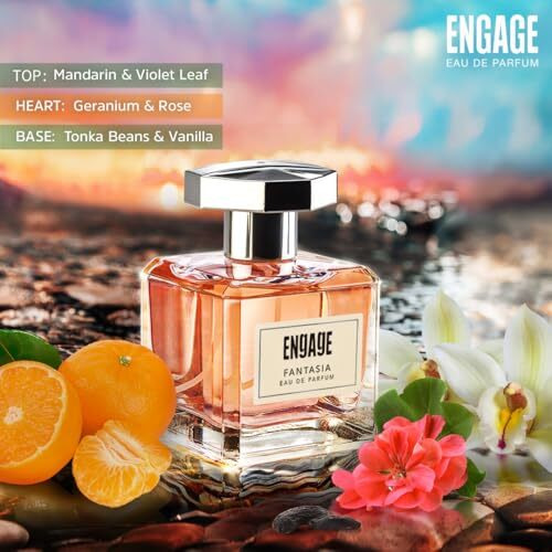 Engage Fantasia Perfume For Women, Long Lasting Perfume, Floral & Spicy Fragrance Scent, For Night Occasions, Gifts For Women, Free Tester With Pack, 100Ml