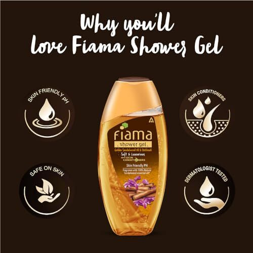 Fiama Body Wash Shower Gel Golden Sandalwood Oil And Patchouli, 250Ml, Body Wash For Women & Men With Skin Conditioners For Soft And Luxurious Skin, Suitable For All Skin Types