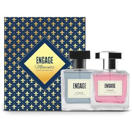 Engage Gift Set - Moments Luxury Perfume Gifts For Women & Men, Homme & Femme 200Ml, Long Lasting Smell Men & Women Perfume, Pack Of 2, Best Birthday, Anniversary Gift Hamper By Itc, Eau De Parfum