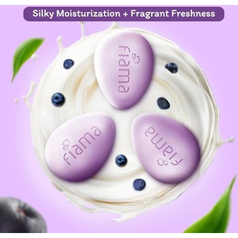 Fiama Moisturizing Soap Bar, Japanese Hokkaido Milk & Acai Berry, Soap Pack Of 3, Non-Sticky Moisturized Skin, 1/3Rd Skin Moisturizers, Vitamin F, Fragrant Freshness