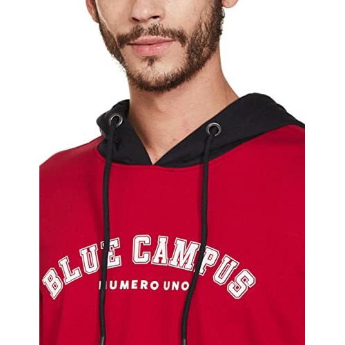 Numero Uno Men's Fleece Neck Hooded Sweatshirt (Kmssfd66_Dark Red/Navy_Xl)