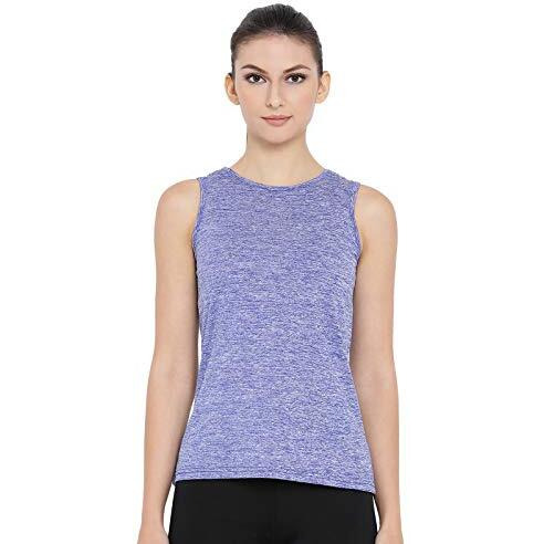 Clovia Women's Blue Gym/Sports Textured Activewear Top (At0070P03_Blue_Xl)