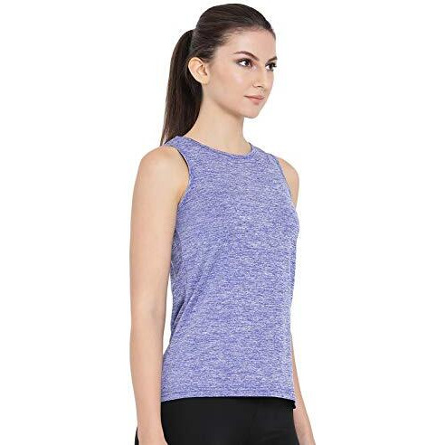 Clovia Women's Blue Gym/Sports Textured Activewear Top (At0070P03_Blue_Xl)