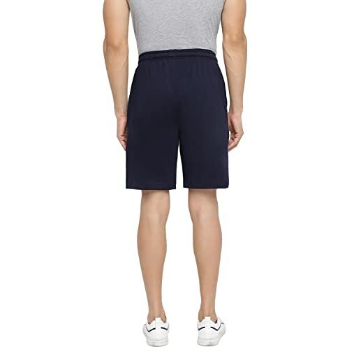 Van Heusen Athleisure Men Knit Shorts - Cotton Rich - Smart Tech, Easy Stain Release, Anti Stat, Ultra Soft, Quick Dry_50007_Navy_L