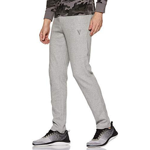 Van Heusen Men Athleisure Smart Tech Regular Fit Mid Rise Trackpants - Easy Stain Release, Anti Stat, Ultra Soft_50051_Grey Melange_Large