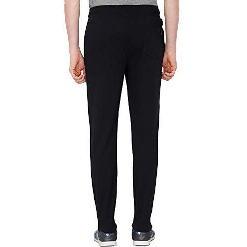 Van Heusen Athleisure Men Regular Fit Mid Rise Trackpants - Cotton Rich - Smart Tech, Easy Stain Release, Anti Stat, Ultra Soft, Moisture Wicking, Black, Medium