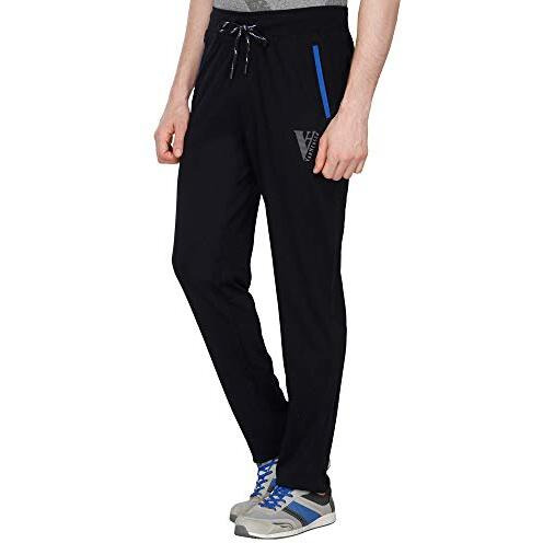 Van Heusen Athleisure Men Regular Fit Mid Rise Trackpants - Cotton Rich - Smart Tech, Easy Stain Release, Anti Stat, Ultra Soft, Moisture Wicking, Black, Medium