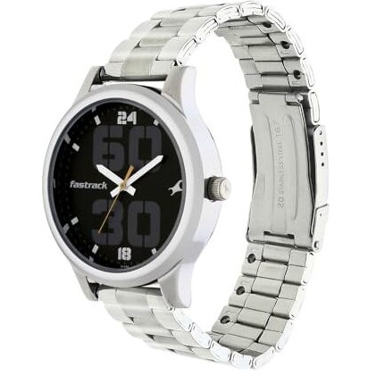 Fastrack Men Bold Quartz Analog Black Dial Stainless Steel Strap Watch For Guys-Ns38051Sm07/Nt38051Sm07