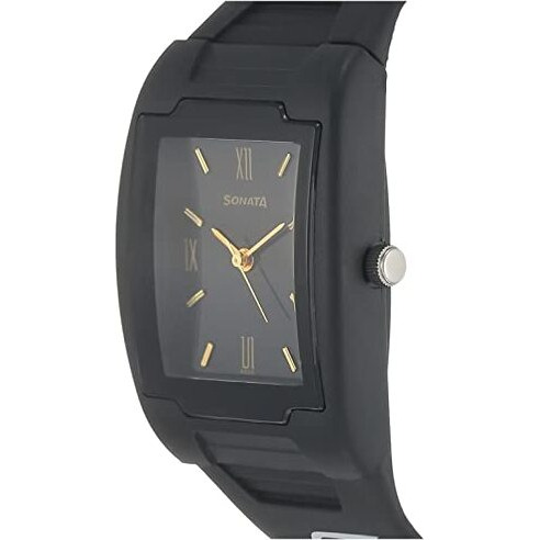Sf Quartz Analog Black Dial Plastic Strap Watch For Men-Ns7920Pp13