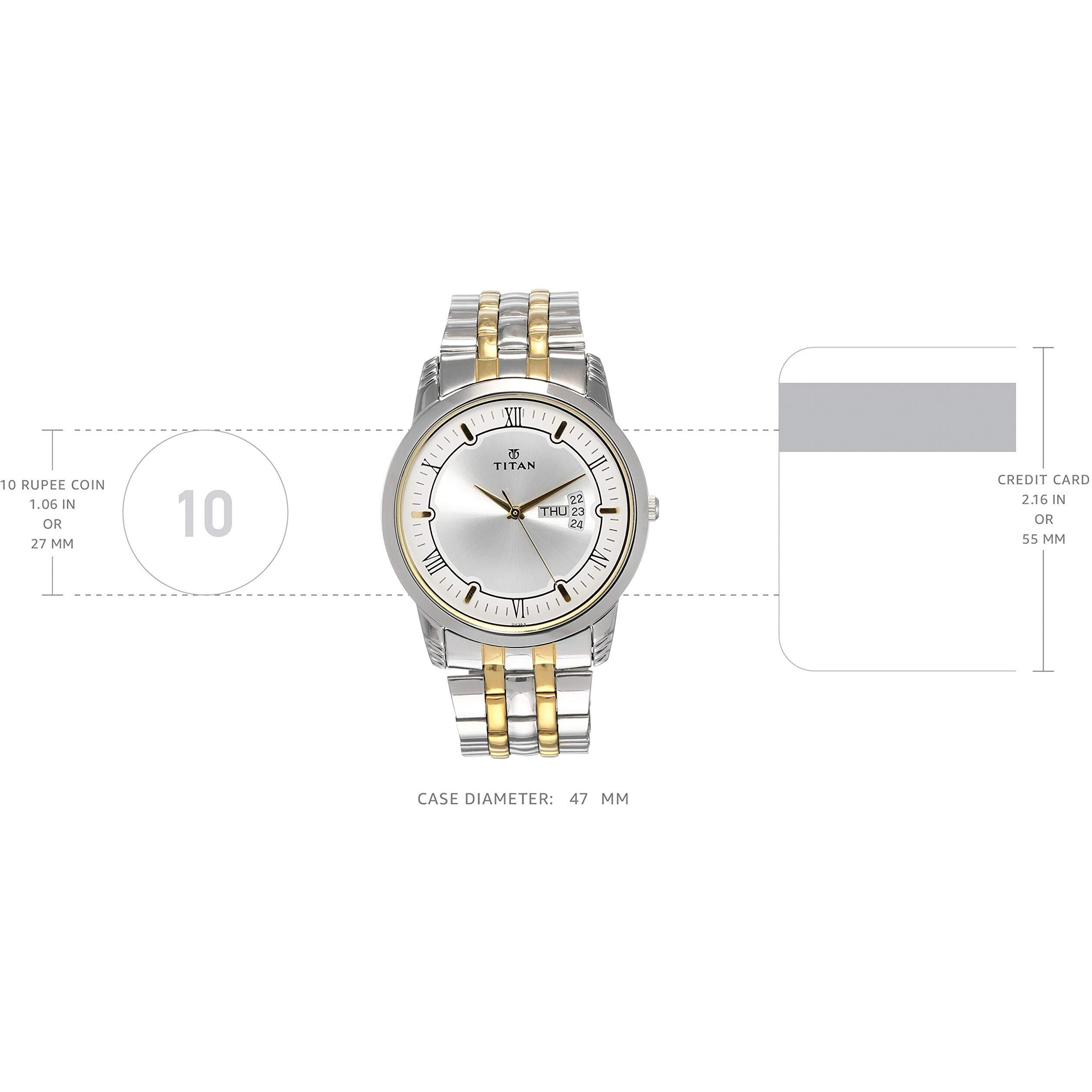 Titan Metal Silver Analog With Day And Date Stainless Steel Strap Watch For Men-Ns1774Bm01/Nt1774Bm01