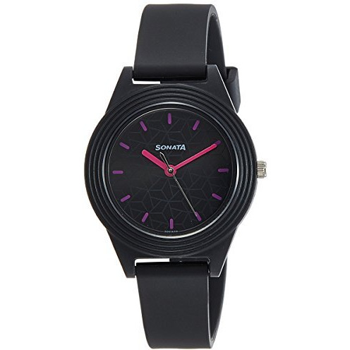 Sonata Colorpop Black Dial Women Watch With Plastic Strap-Ns87024Pp06W/Nt87024Pp06W