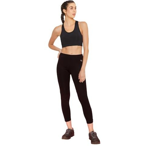Clovia Women's Slim Fit Polyester Activewear Ankle Length Tights (Ab0047P13_Black_Xl)