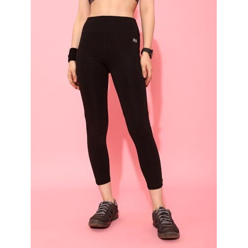 Clovia Women's Slim Fit Polyester Activewear Ankle Length Tights (Ab0047P13_Black_Xl)