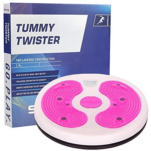 Strauss Tummy Twister | Tummy Trimmer, Abs Roller & Shaper For Women & Men | Exercise Machine With Non-Slip Surface | Ideal Equipment For Home Workouts (Pink)