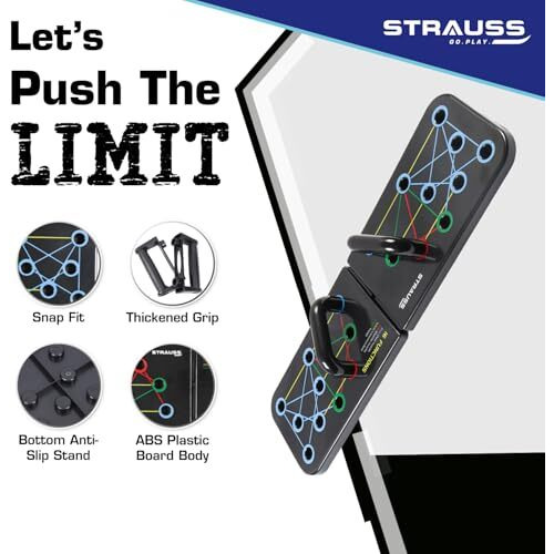 Strauss Multipurpose (16 In 1) Function Push Up Board/Bars/Stand With Multiple Modes | Calisthenics,Gym And Excersing Equipment | Chest,Muscle,Triceps,Shoulders Workout | Both For Men And Women, Black
